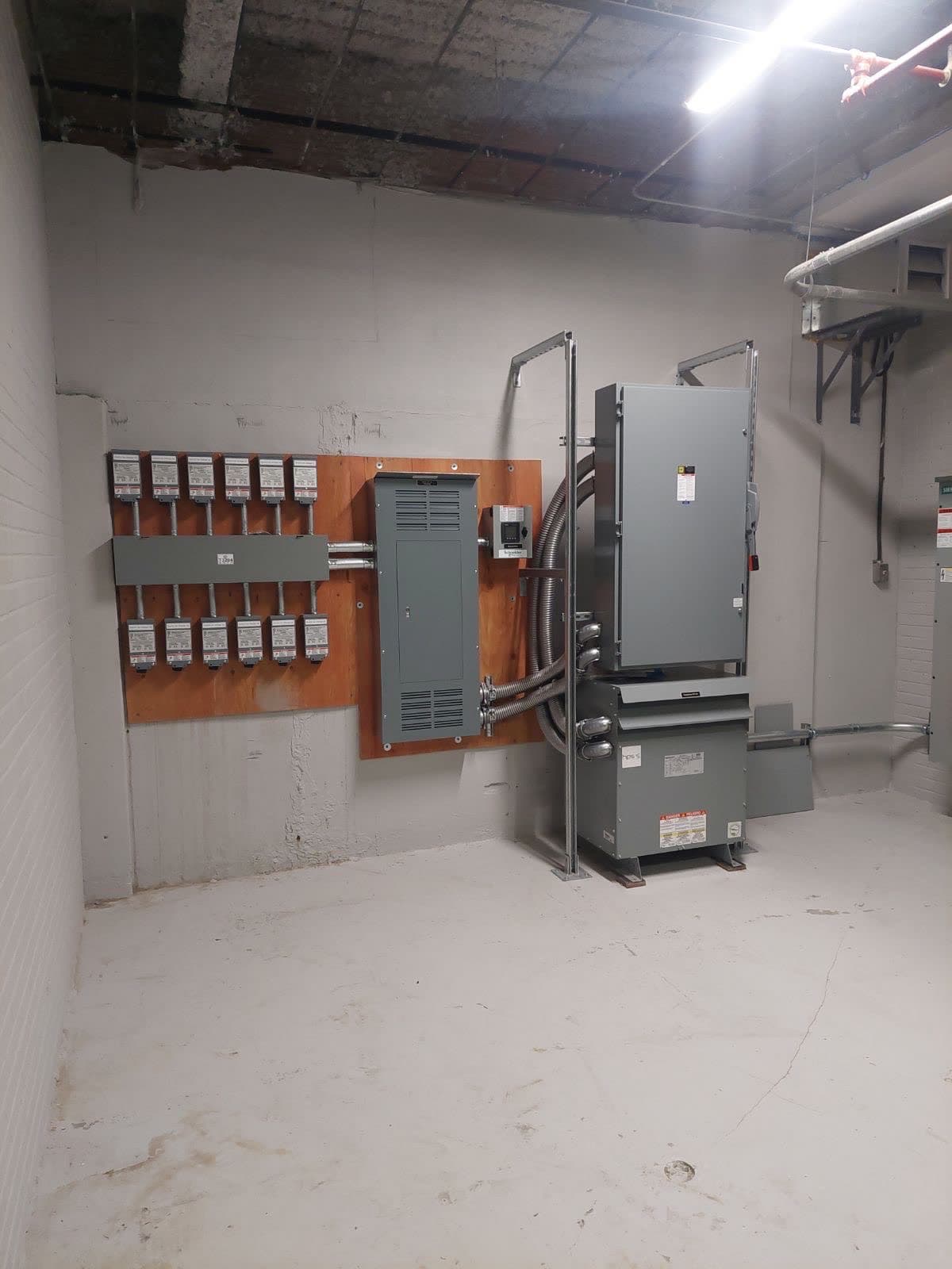 Commercial electrical room — metering, distribution and transformer